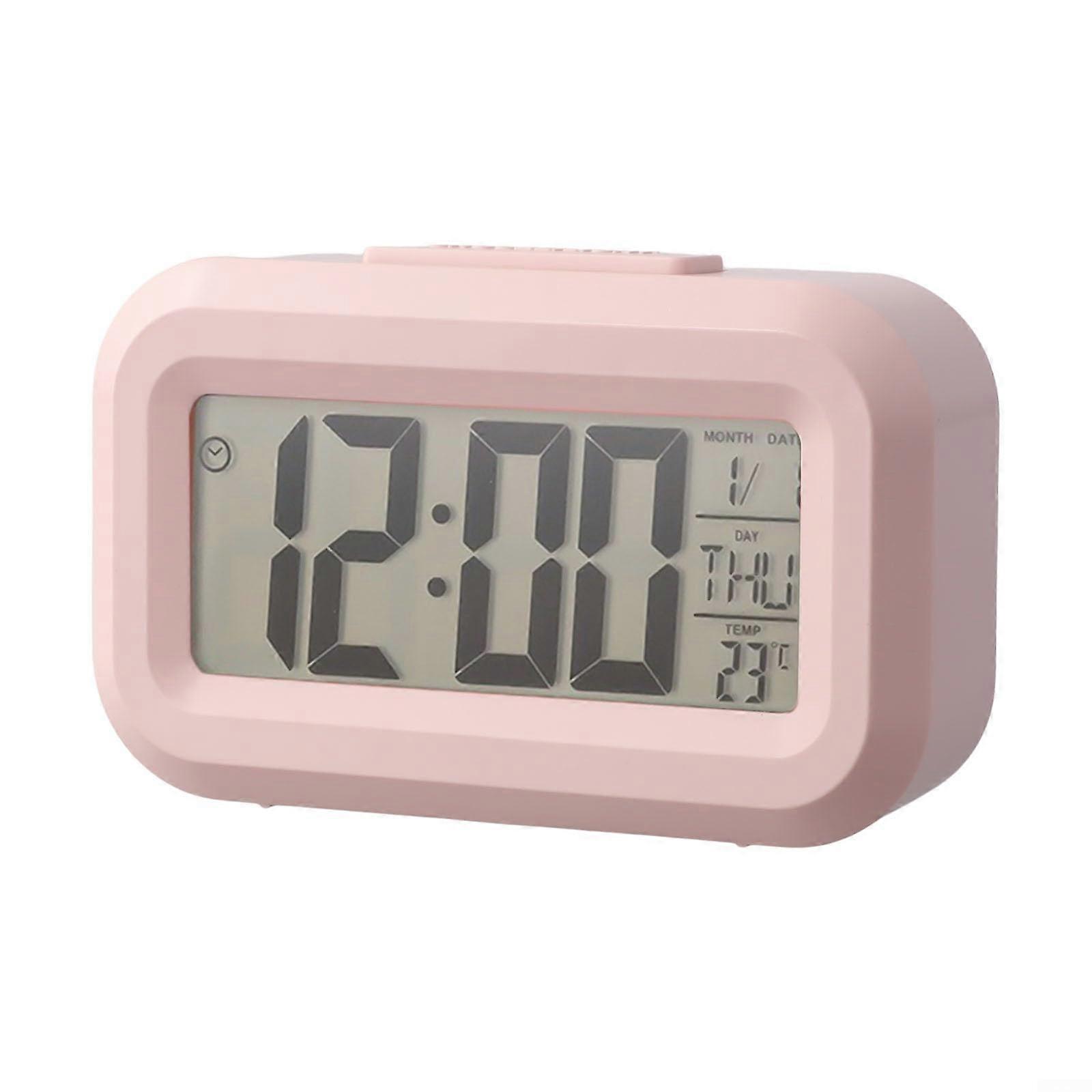 Digital Alarm Clock with LED Display, Temperature and Date, Snooze, 12/24 Hour for Home Pink