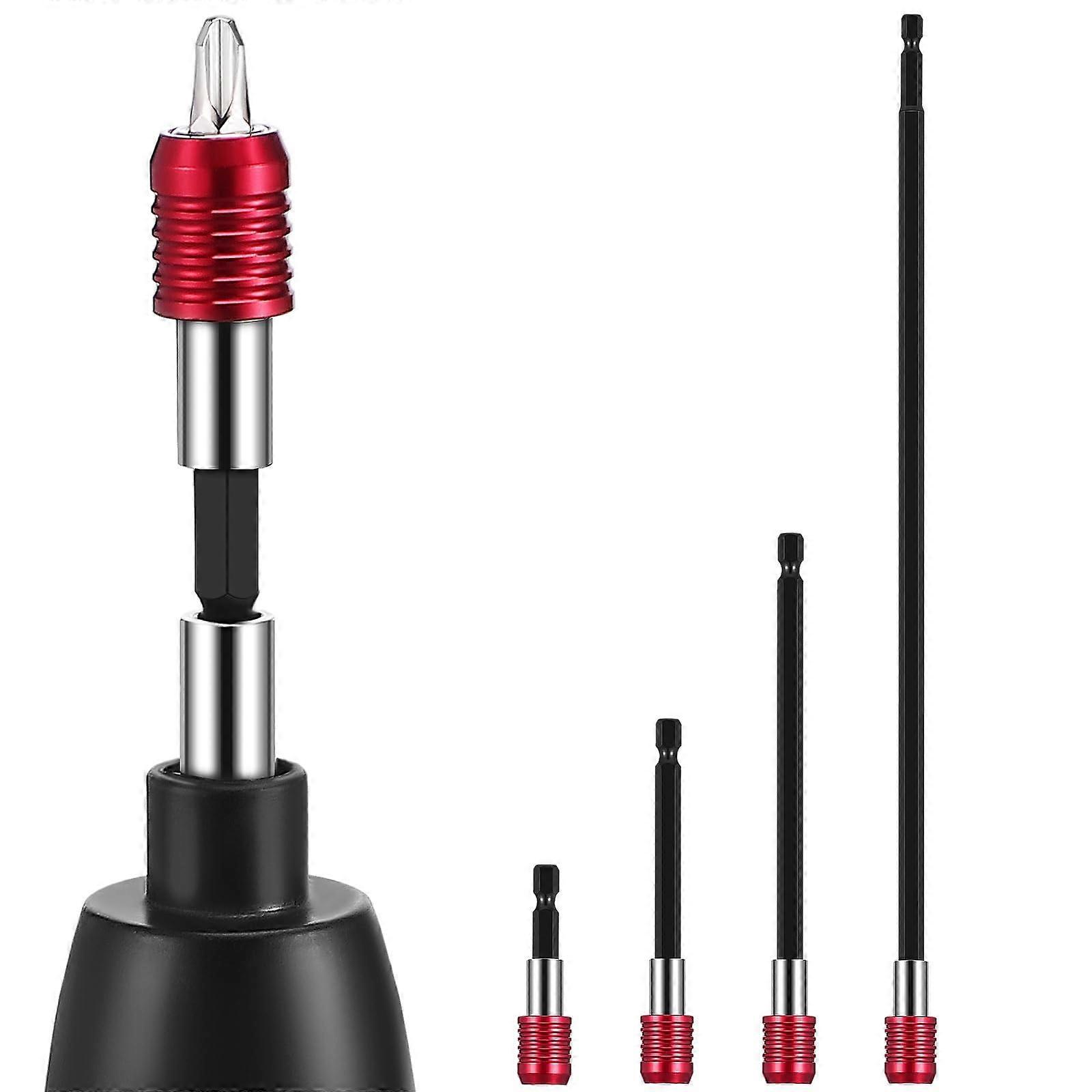 4 Pcs Drill Bit Extension Set 1/4 Inch Magnetic Bit Holder Multiple Lengths for Power Tools