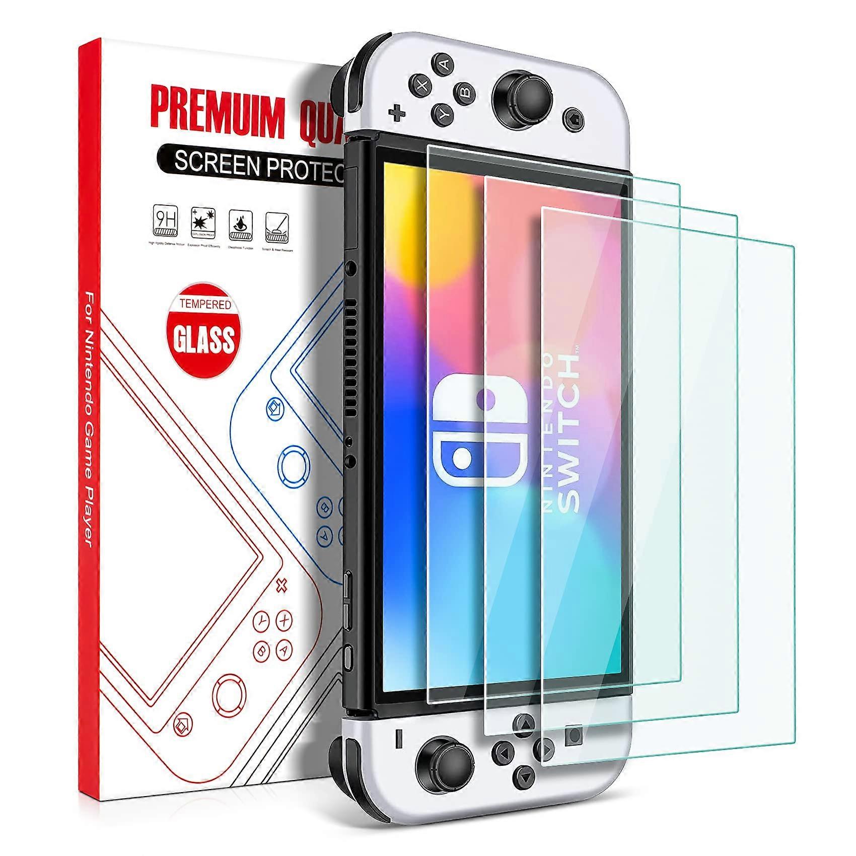 Screen Protector 3 Pack Tempered Glass HD Clear ScratchResistant Fit for Nintendo Switch OLED