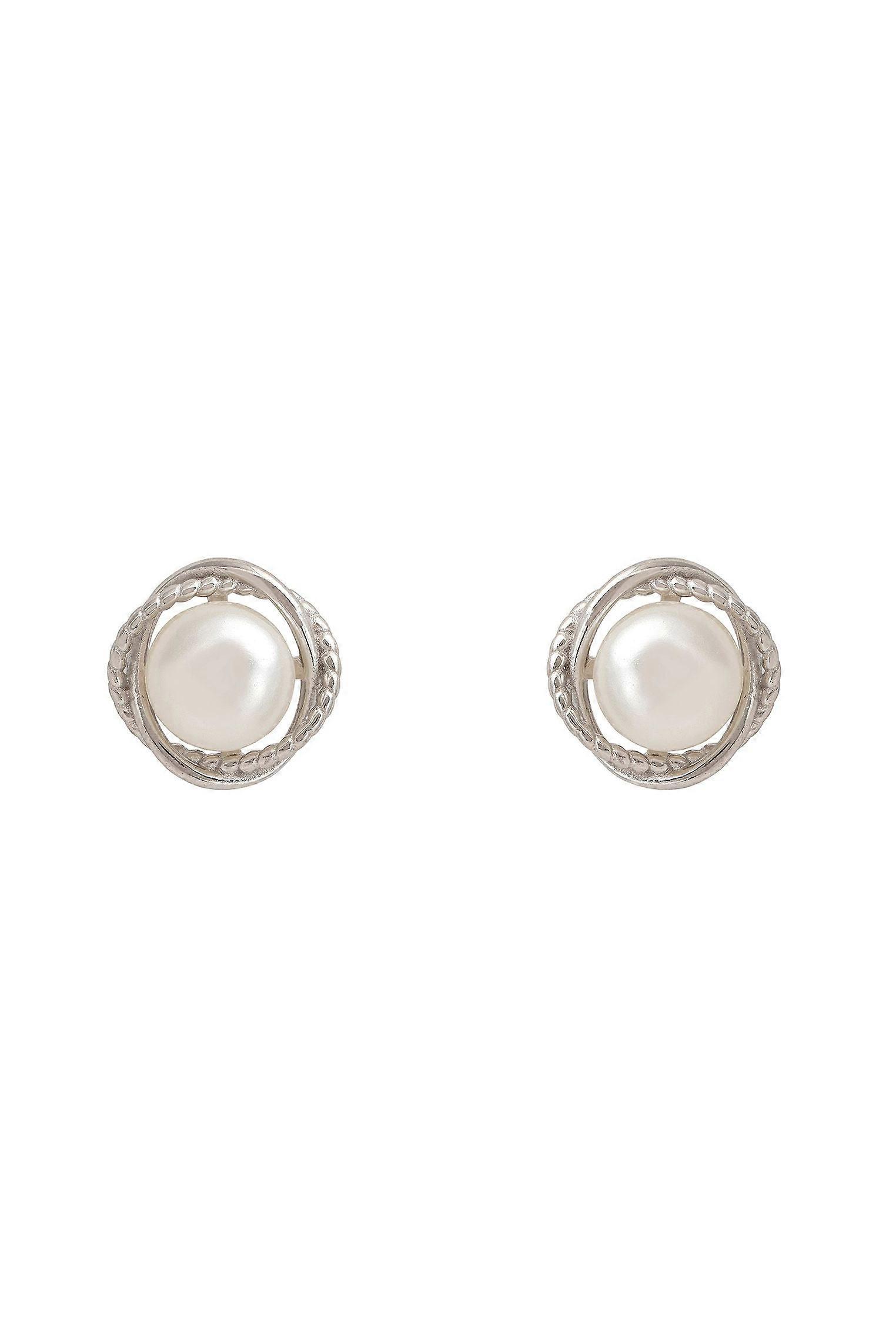 Pearl Twist Stud Earrings Silver