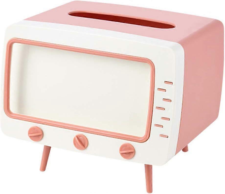 Tissue Container Phone Holder Tissue Box Statement Unique TV Shape,pink