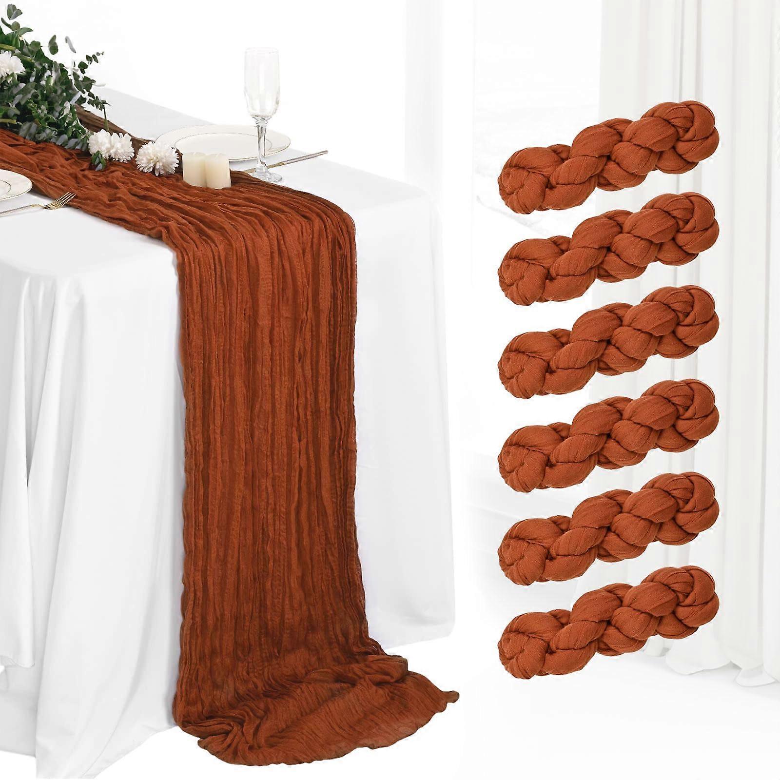 6 Pack Terracotta Cheesecloth Table Runner 10Ft Boho Gauze Rustic Wedding and Event Decor