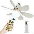 Socket Breeze Socket Fan Light with Remote Control, Portable Small Ceiling Fans with Lights for Bedroom, Kitchen, Living Room, with Dimming Function, 