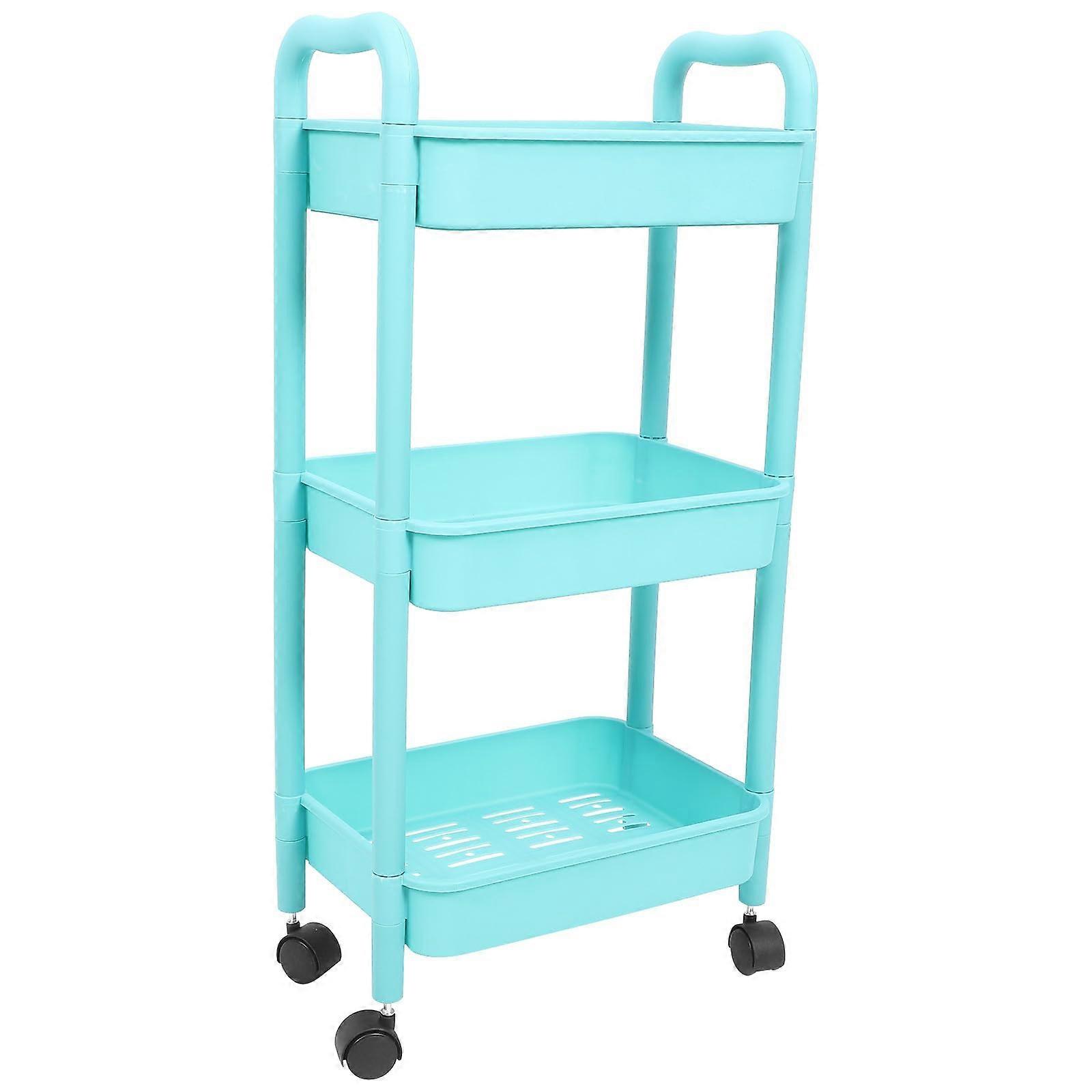Rolling Storage Cart 3Tier Utility Trolley Rack with Lockable Wheels for Kitchen Bathroom Laundry