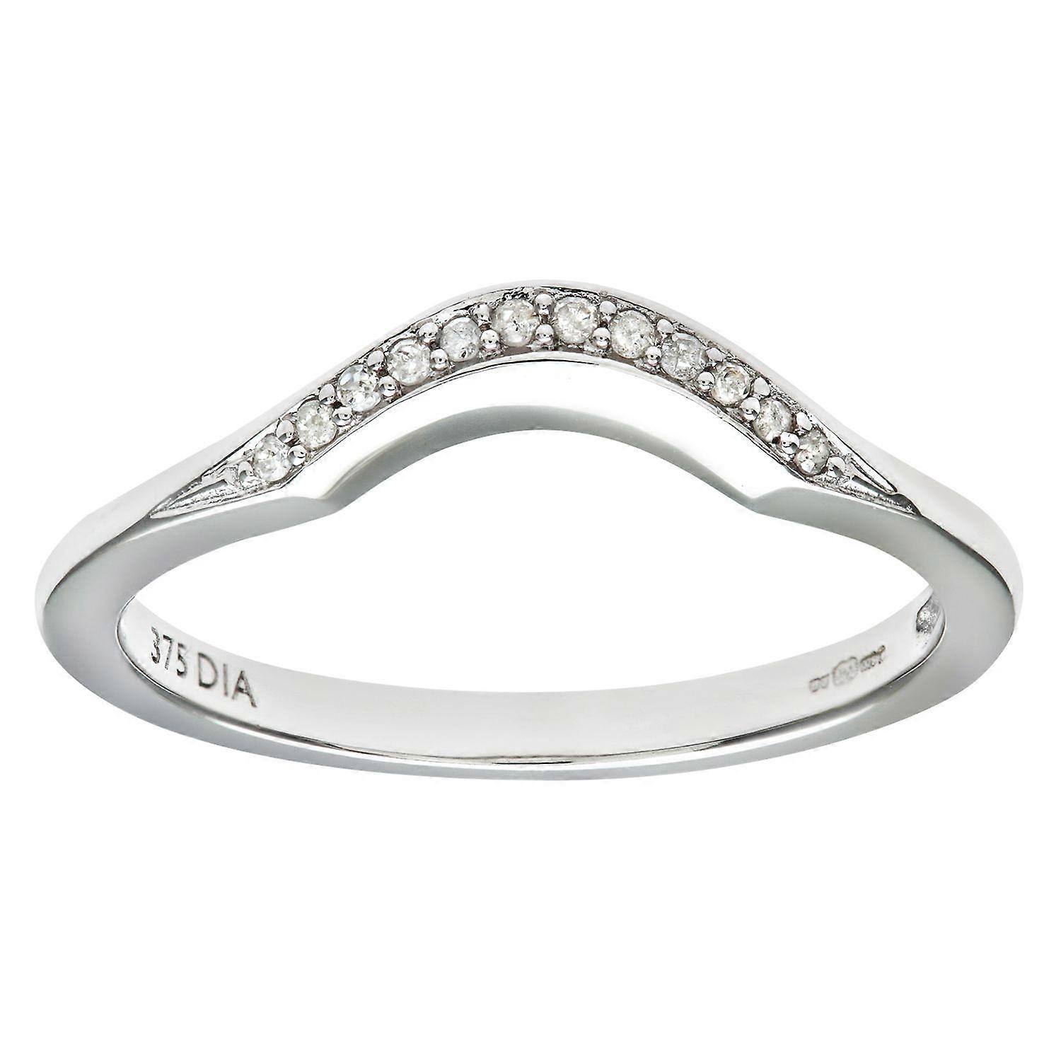 Jewelco London 9ct White Gold Round 5pts Diamond Engagement-ring Accessory Wishbone Eternity Ring 2mm