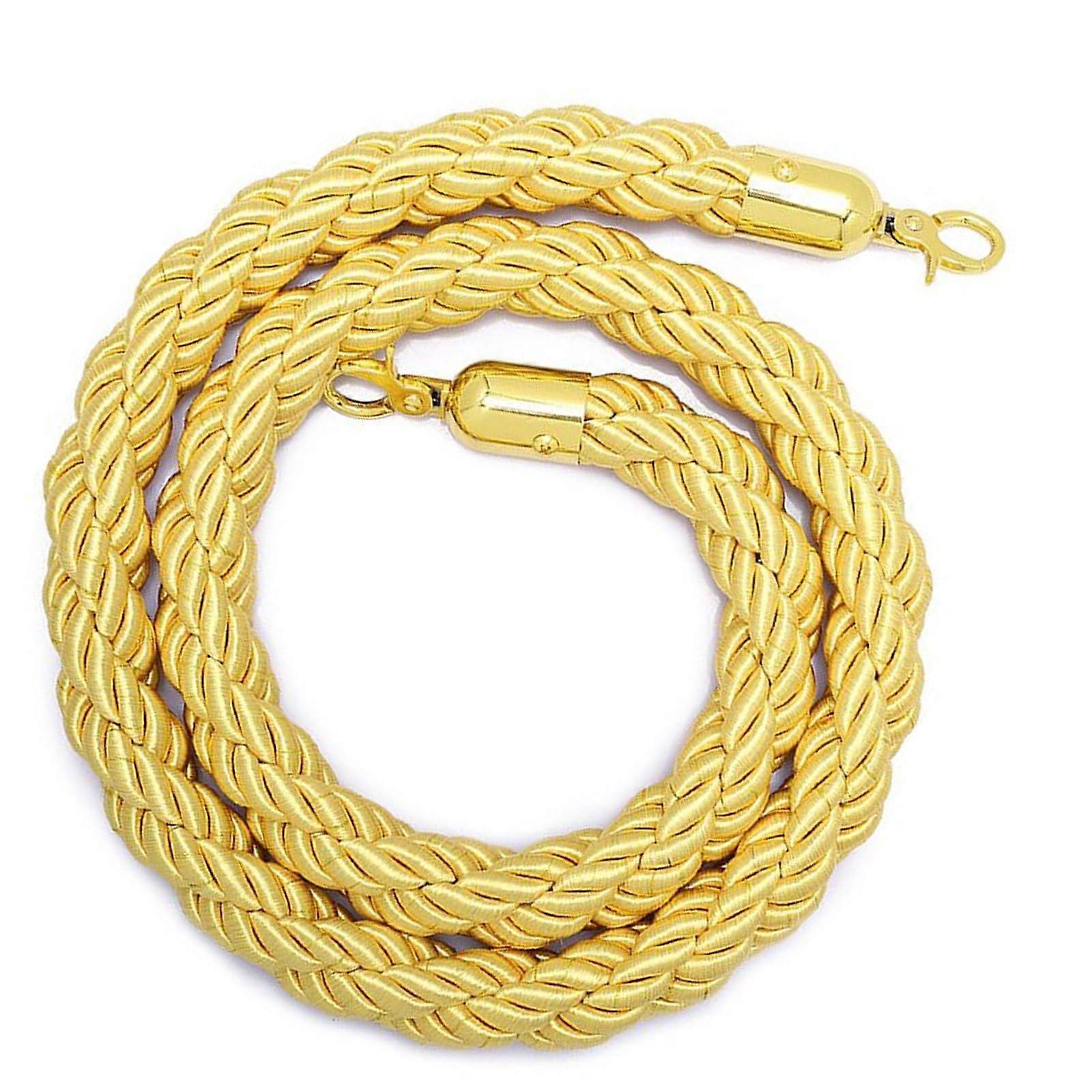 Luxury Braided Hemp Stanchion Rope 2.5M Golden Crowd Control Queue Divider with Hooks