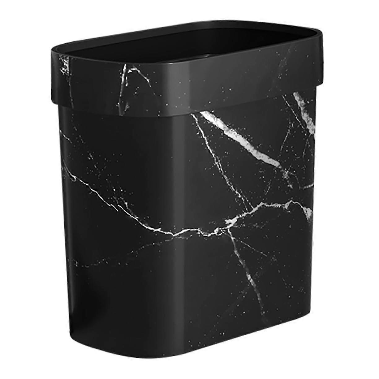 Marble Finish Trash Can with Easy Bag Replacement for Office Desk or Compact Bathroom Waste Bin
