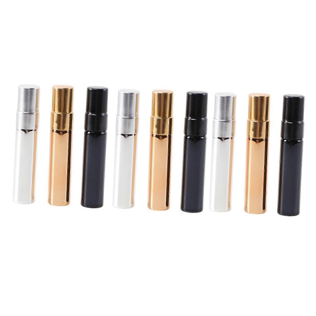 Perfume Atomizer Set, 9 Pcs Refillable Travel Spray Bottles, Leakproof, Gold Silver Black
