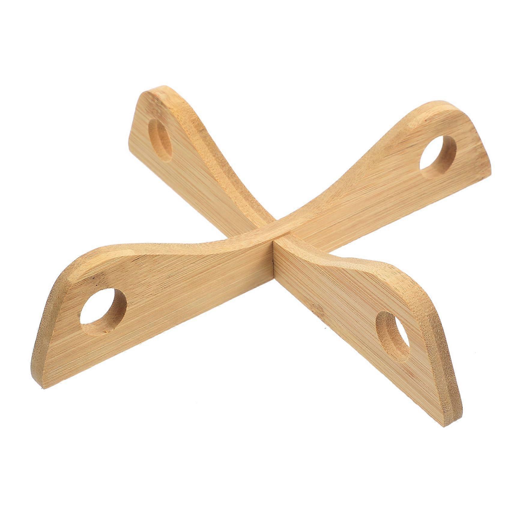 2pcs Bamboo Pot Holder and Wok Rack AntiSkid Trivet Protects Table Surface for Kitchen Use