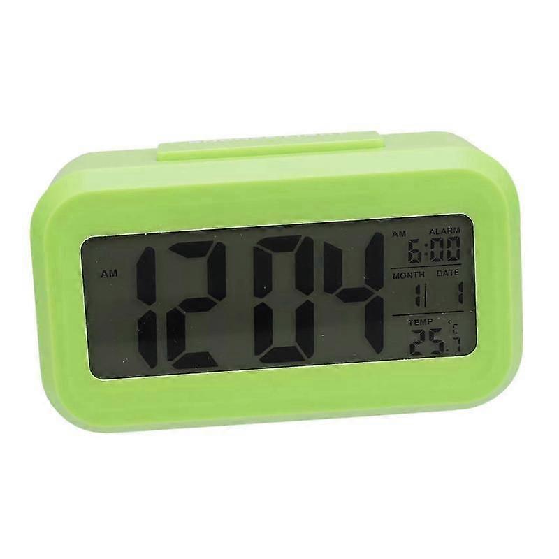 LCD alarm clock with temperature display silent operation