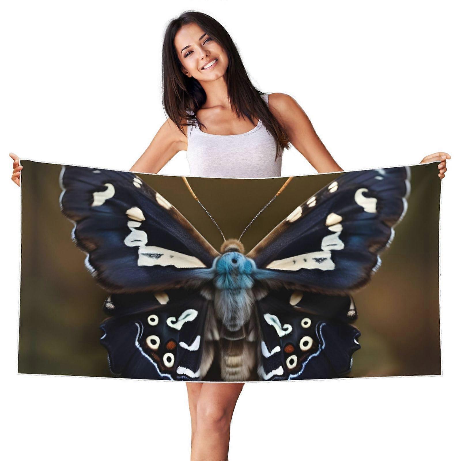 Large Soft Quick Dry Beach Towel with Moth Wings Print, Extra Large Coverage for Pool and Travel