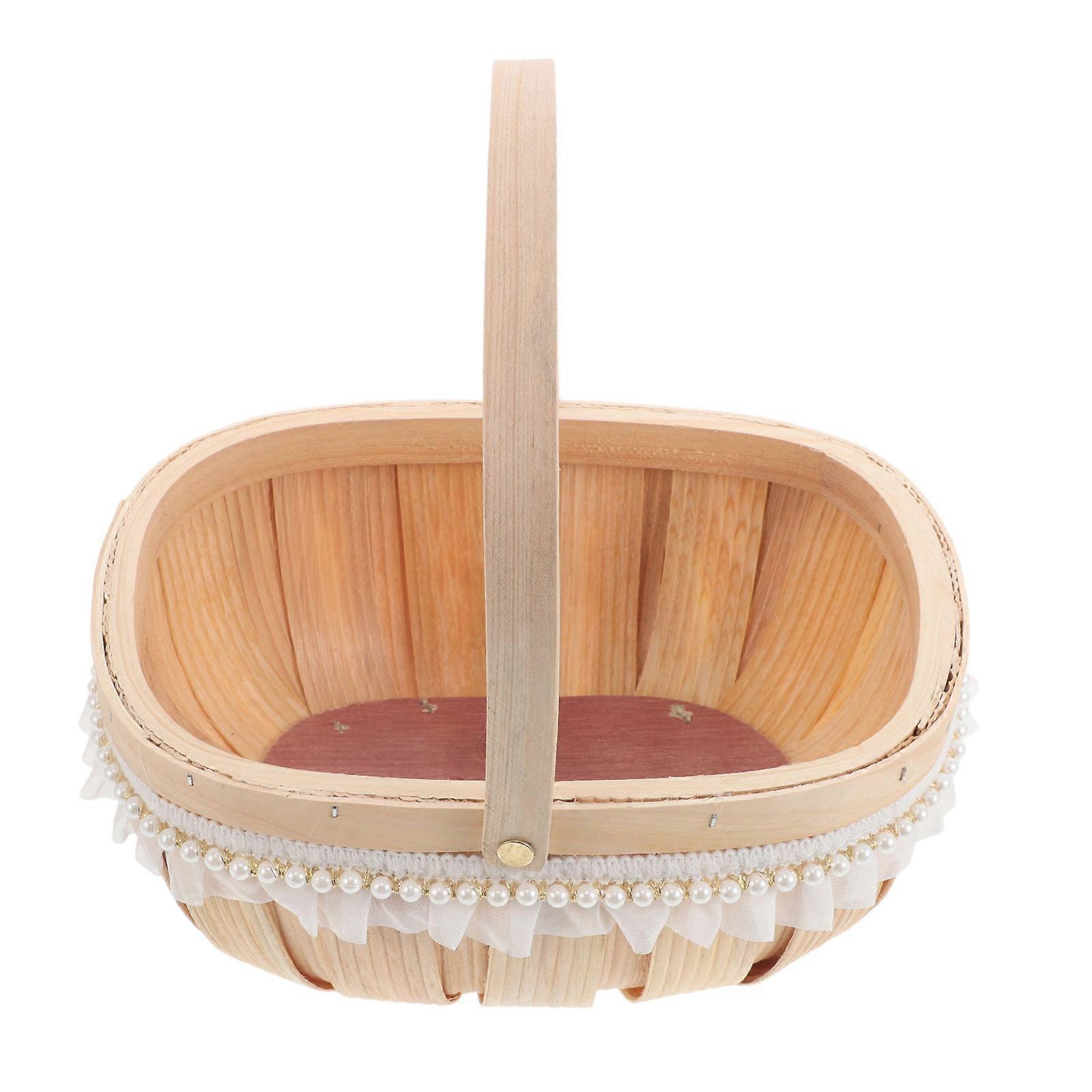 Handwoven Chicken Egg Basket for Egg Storage with Handle Bamboo Material