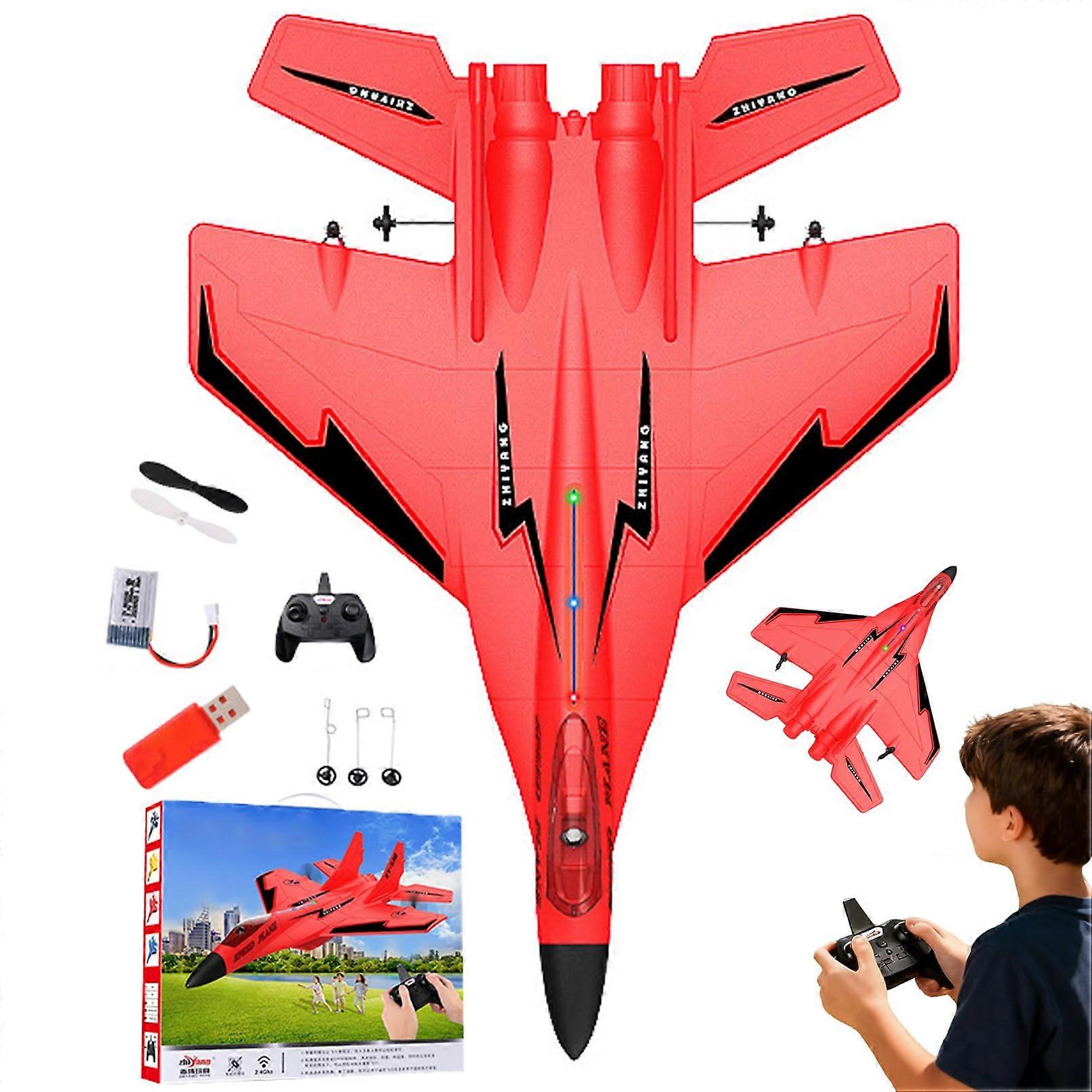 RC Airplane for Adults 2.4GHz EPP Foam Remote Control Glider with LED Lights and Long Range Flight