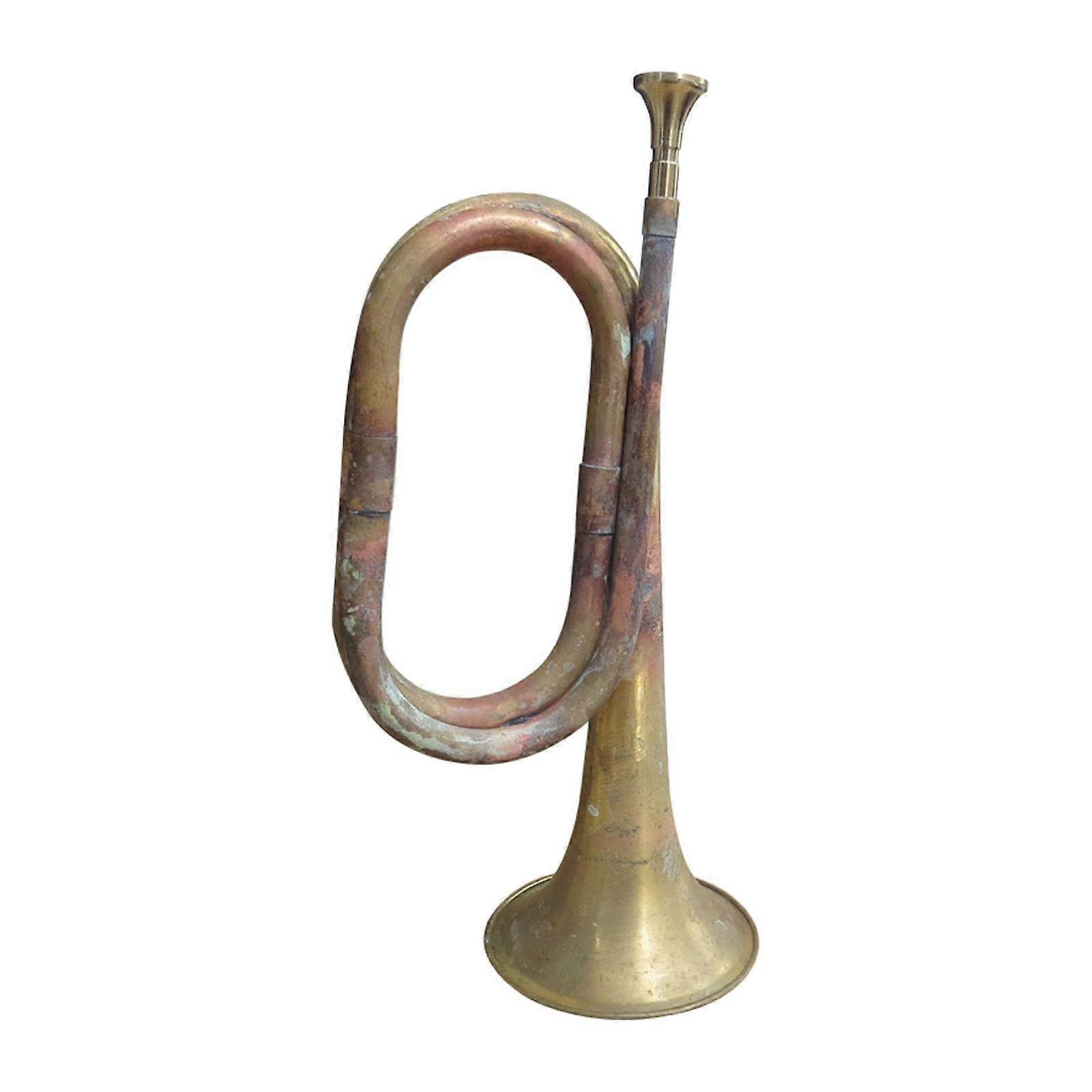 Vintage Brass Bugle 12.6in Solid Copper Retro Cavalry Trumpet for Orchestra Band