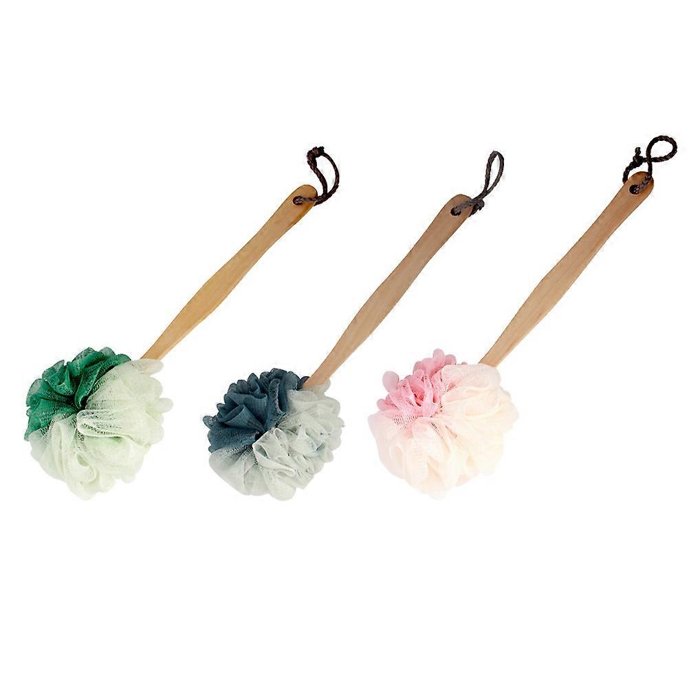 Bathing Long-Handled Bath Ball 3Pcs Shower Brush Assorted