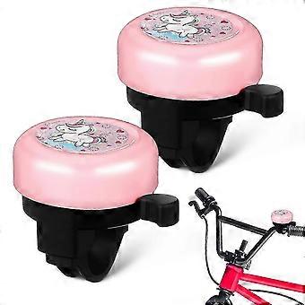 Lot de 2 sonnettes de vélo pour enfants, motif licorne, sonnettes de vélo de route, sonnettes de trottinette en métal, accessoires de vélo pour enfants.