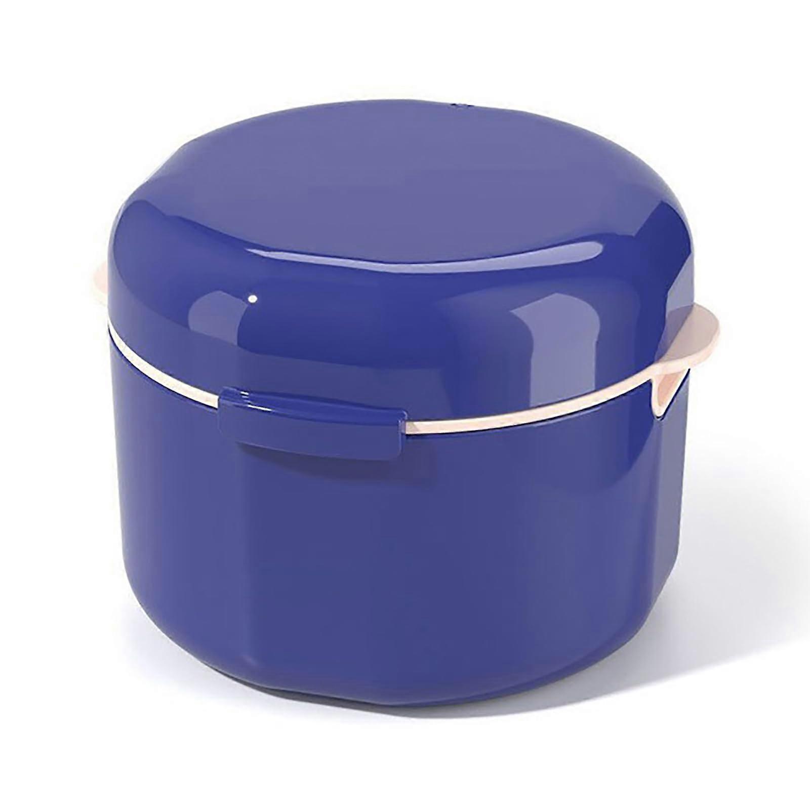 Denture Bath with Strainer Basket for Soaking and Cleaning, Blue Retainer Case Storage Cup