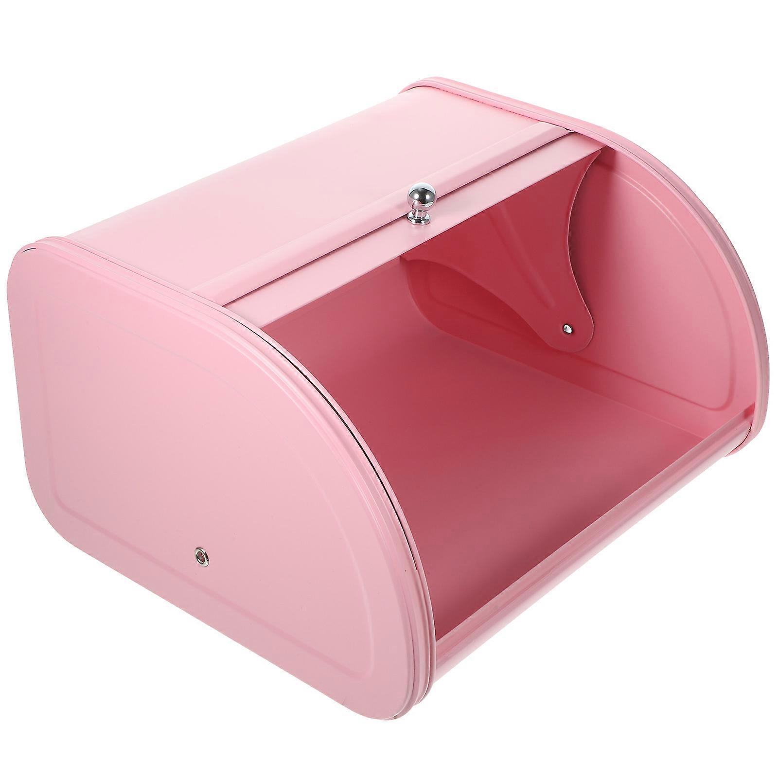 Kitchen Storage Iron Bread Box for Use in Pink
