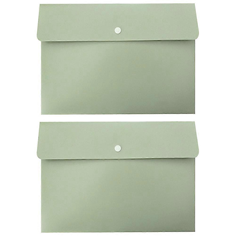 Document Bag Press Button Folder for Storage 2Pcs Green Organizer