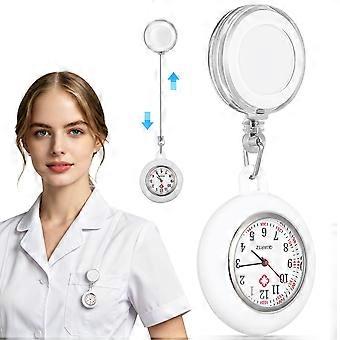 Badge Reel Pocket Watch for Medical Use Minimalist Fashion White 9.00X3.50X1.00CM Time Keeping 1Pack