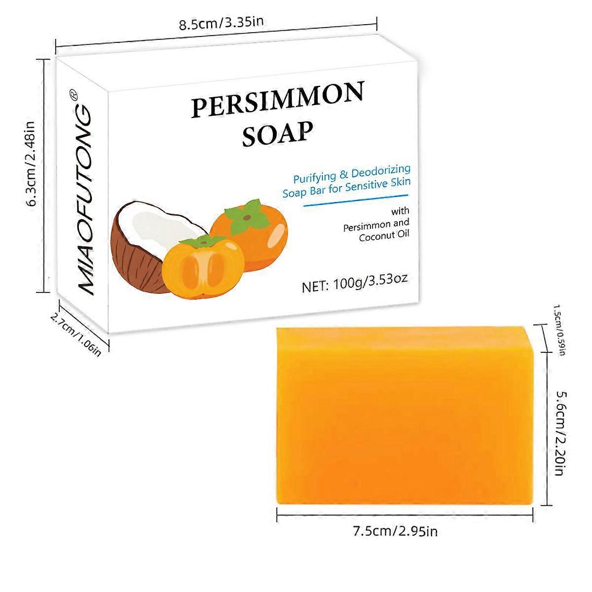 Persimmon Deodorizing Soap Bar, Deep Cleansing & Moisturizing Body Soap (100g)