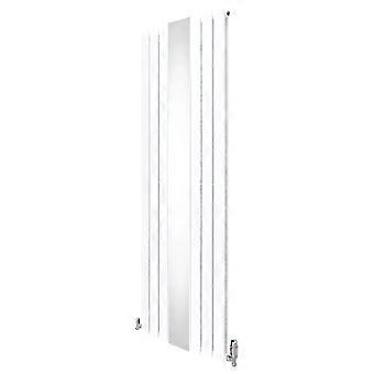 Flat Panel Radiator With Mirror 1800mm x 565mm & TRV Chrome Valves Designer Double Column Vertical