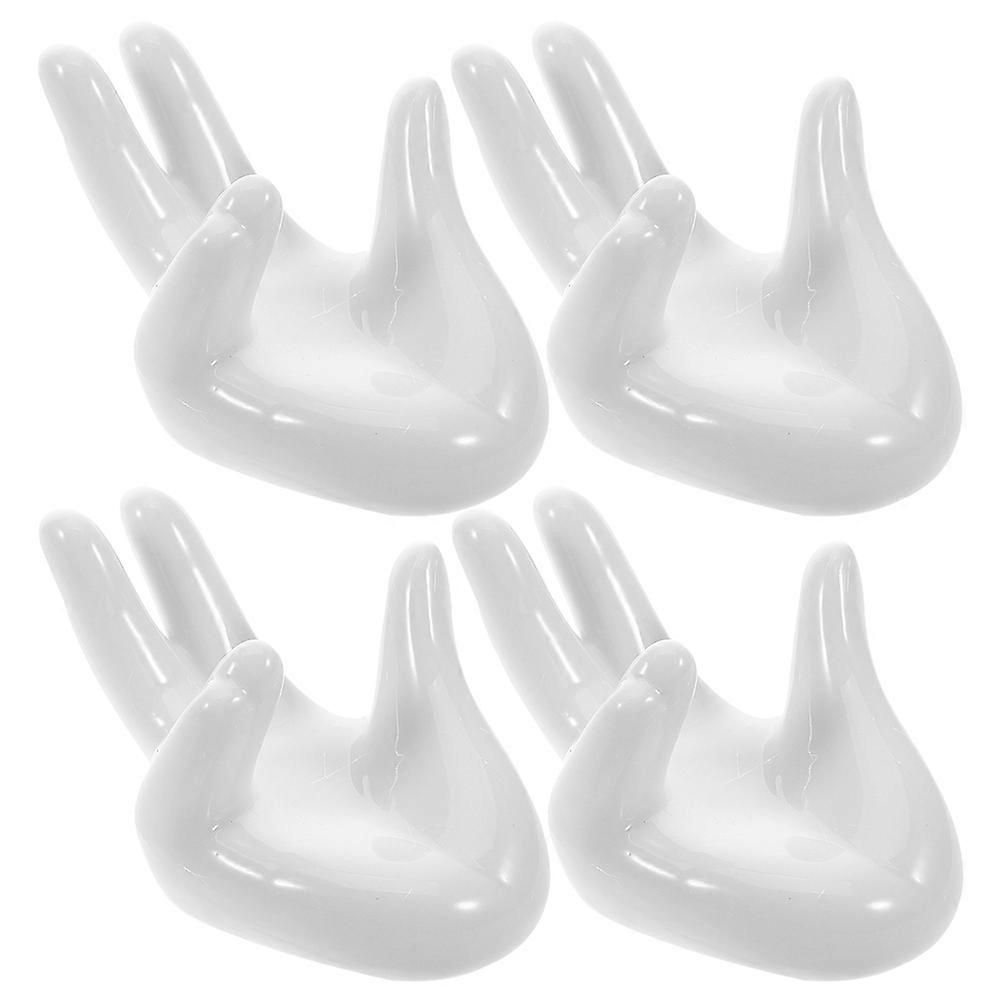 Creative Ceramic Hand Shape Egg Holder for Easter Eggs 4Pcs White