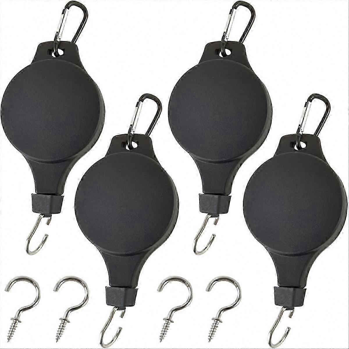 4-Pack Adjustable Plant Pulleys with Hooks for Ceiling-Mounted Hanging Planters