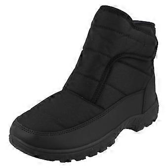 Mens Cushion Walk Fur Lined Snow Boots CW82 - Black Synthetic - UK Size 11 - EU Size 46.5 - US Size 12
