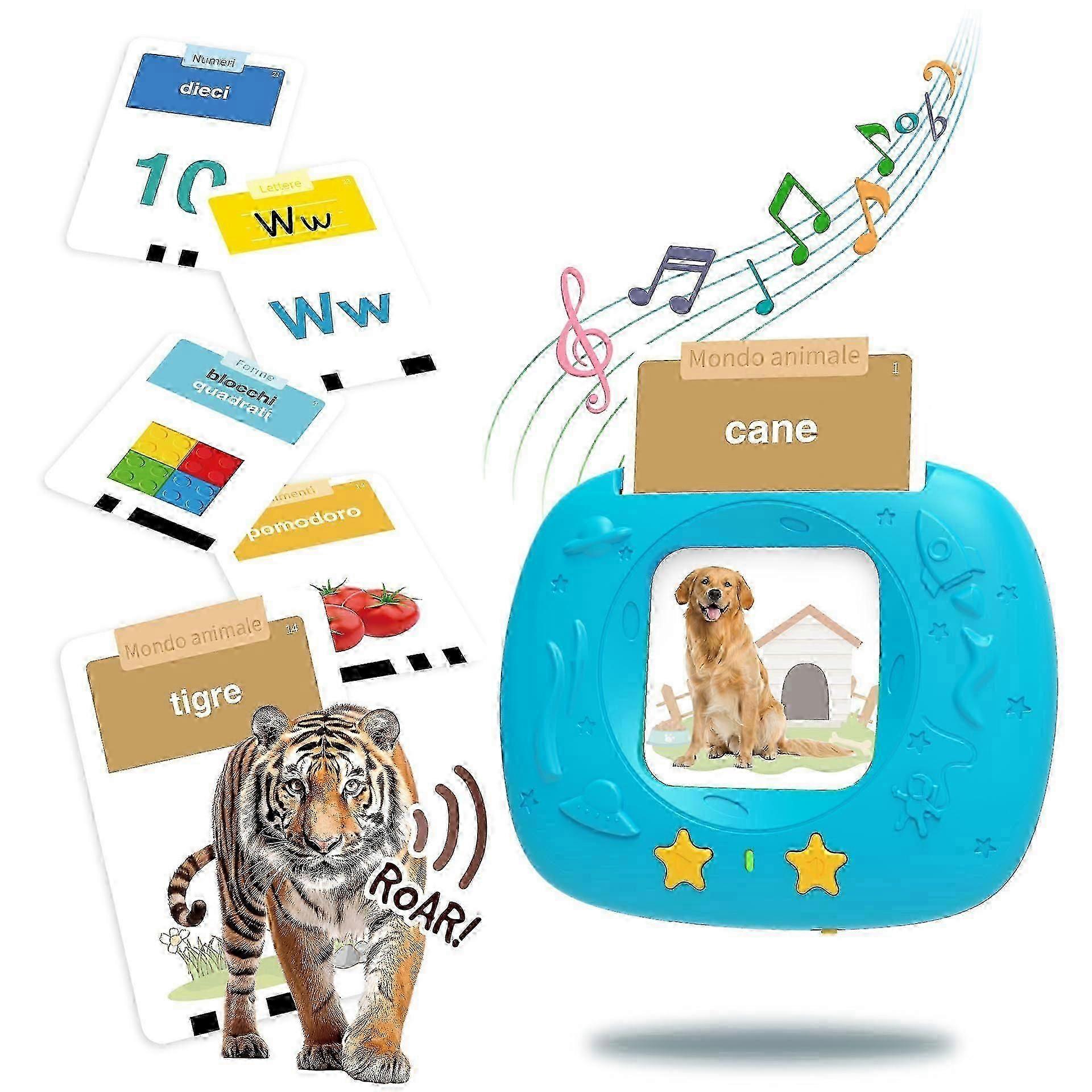 Italienische Lernkarten mit Audio-Aussprache für Kinder, Blau, 144 Vokabeln, Neu eingetroffen S06