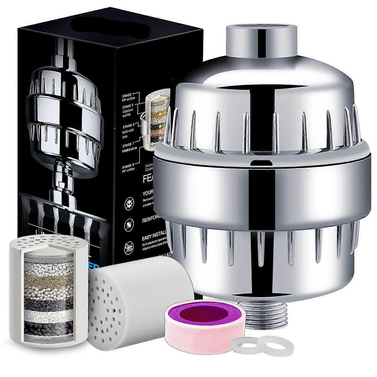 Multi-Stage Shower Filter w/ Replaceable Cartridge
