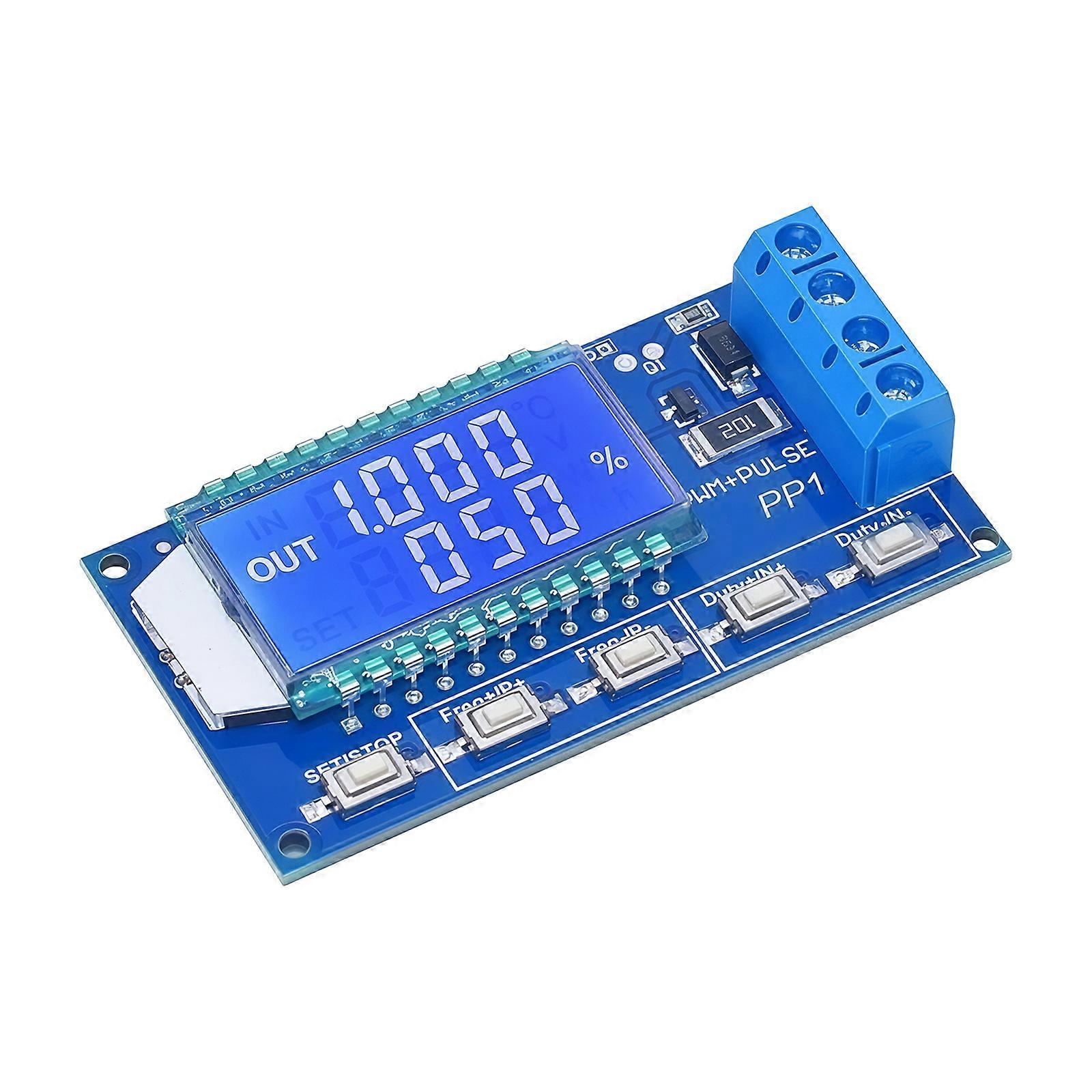 Pulse Width Modulation Module With LCD Display For Precise Timing And Dimming Frequency Duty Cycle And Cycle Delay Multicolor