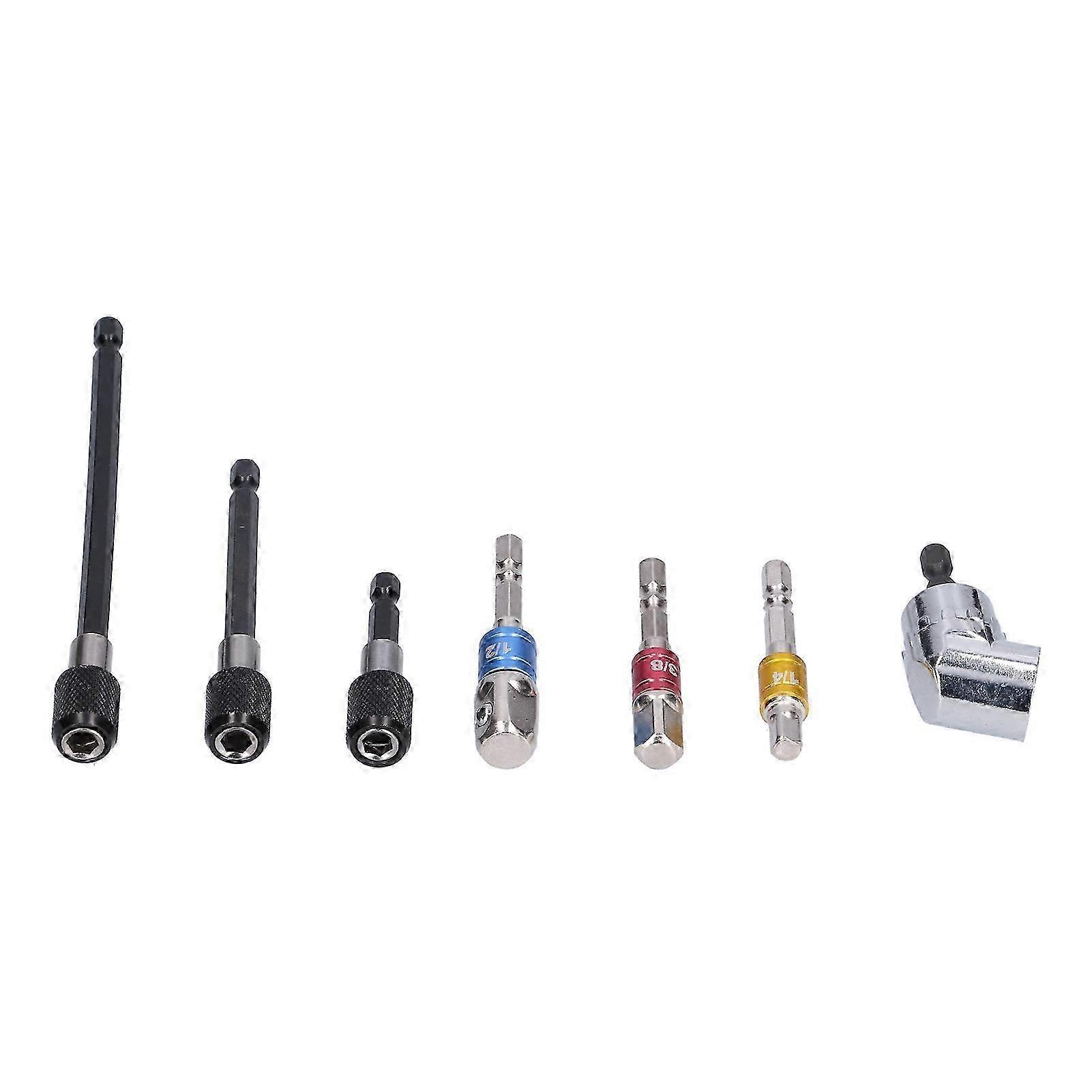 7Pcs Socket Adapter Hex Shank Metal Colourful Screwdriver Bit Holder Extension Set Kit