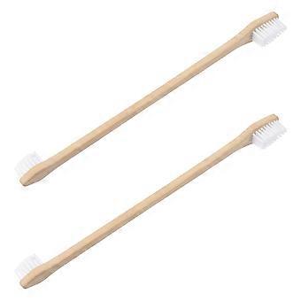 Dubbelzijdige bamboe tandenborstel voor huisdieren, geschikt voor het reinigen van de vacht van uw hond (2 stuks).