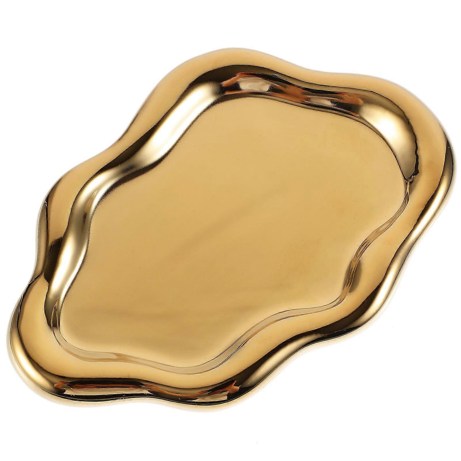Golden Ceramic Tray for Storage Use