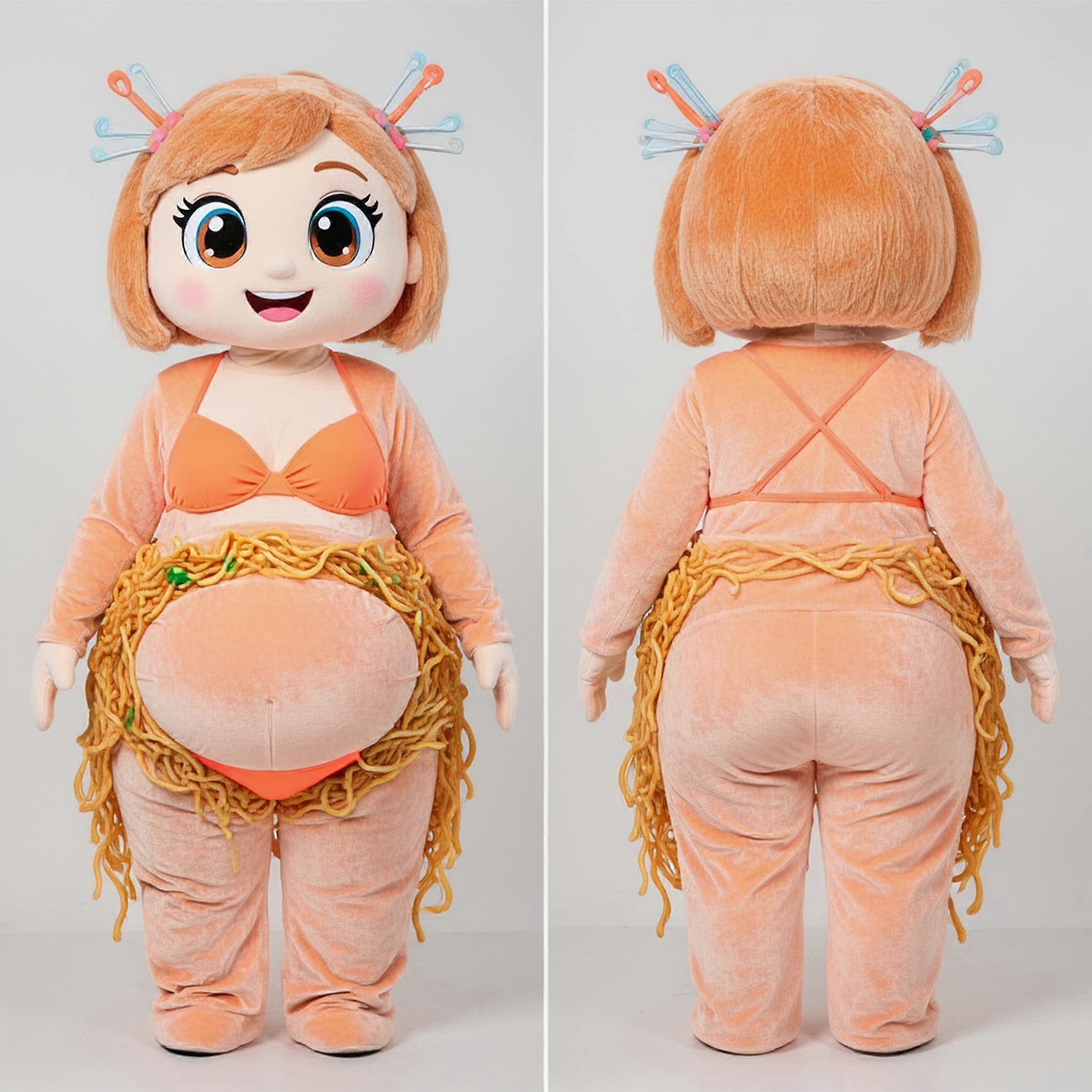 MASTICOT Peach Plush Noodle Pad Thai Mascot
