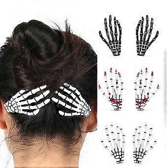 1Pc Punk Gothic Halloween Zombie Skull Skeleton Hand Bone Claw Hairpin Hair Clips