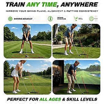 Golf Alignment Trainer Aid with Adjustable Angles Base, Fiberglass Golf Swing Trainer for Direction Control, Setups Practice, and Indoor Drill