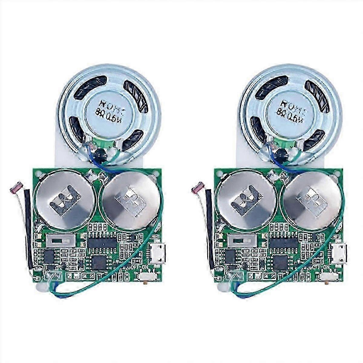 2X DIY Light Sensor Sound Module, Micro-USB Recordable Sound Chip 8M Memory Speaker Talking Programm