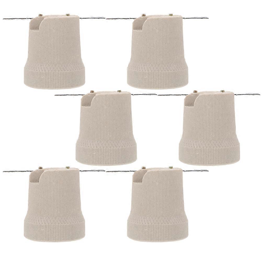 Beige E27 Lamp Socket Replacement Ceramic Light Bulb Holder 6Pcs for Lighting