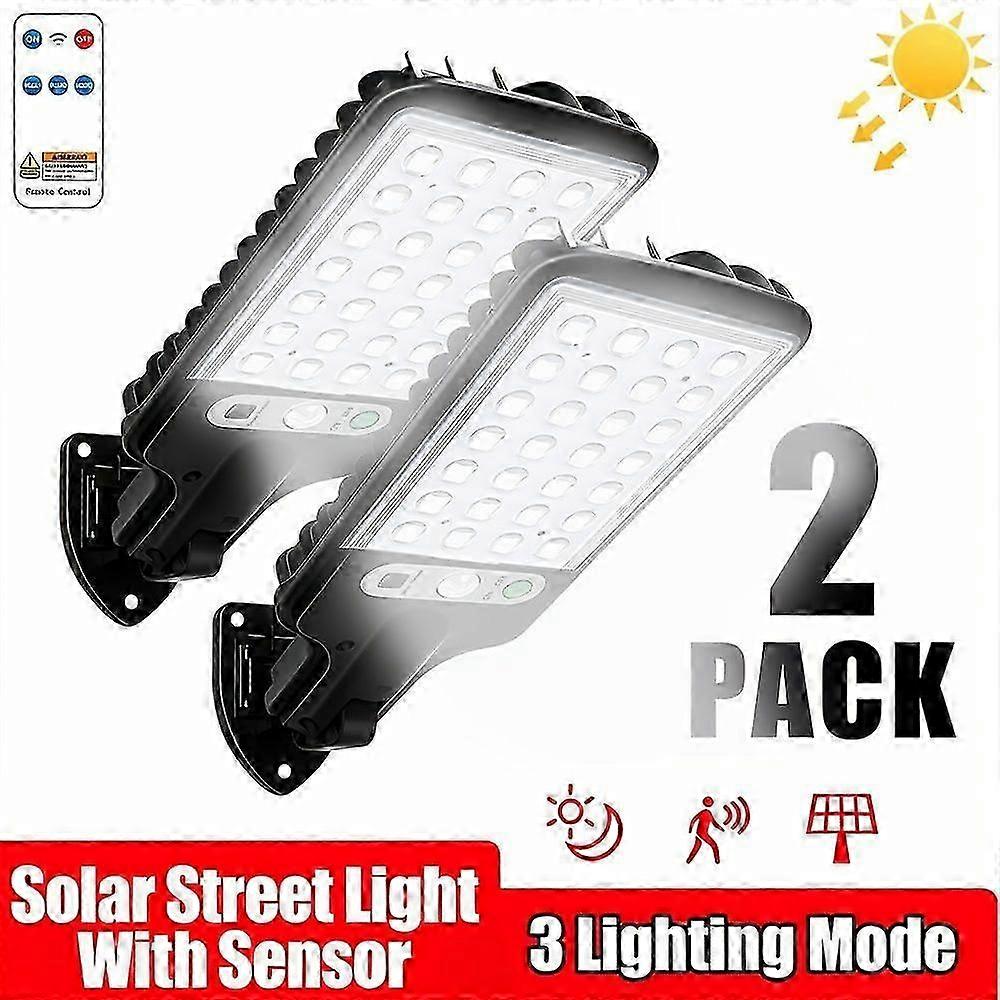 2 Pack Solar Motion Sensor Flood Lights with Remote and 3 LED Modes