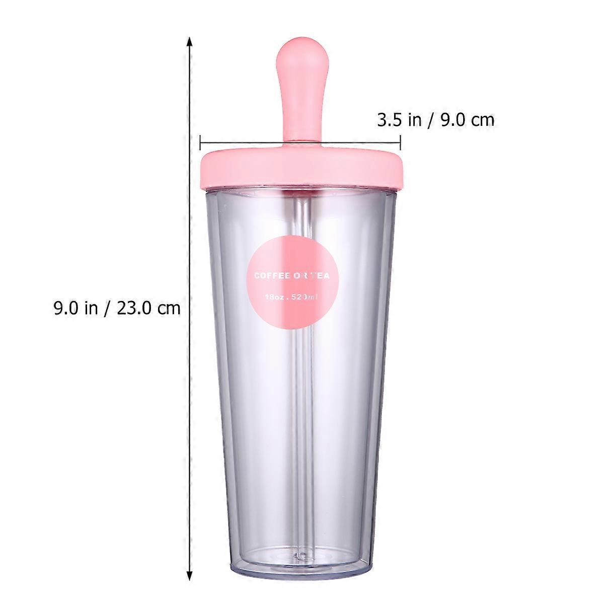 Pink Sippy Cup for Drinking Water 1Pcs Double Layer Straw Cup