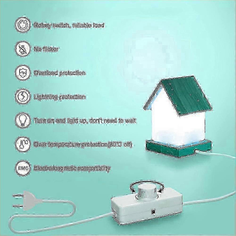 Inline Rotary Dimmer compatible with Incandescent Bulbs 3-100W with Switch Control