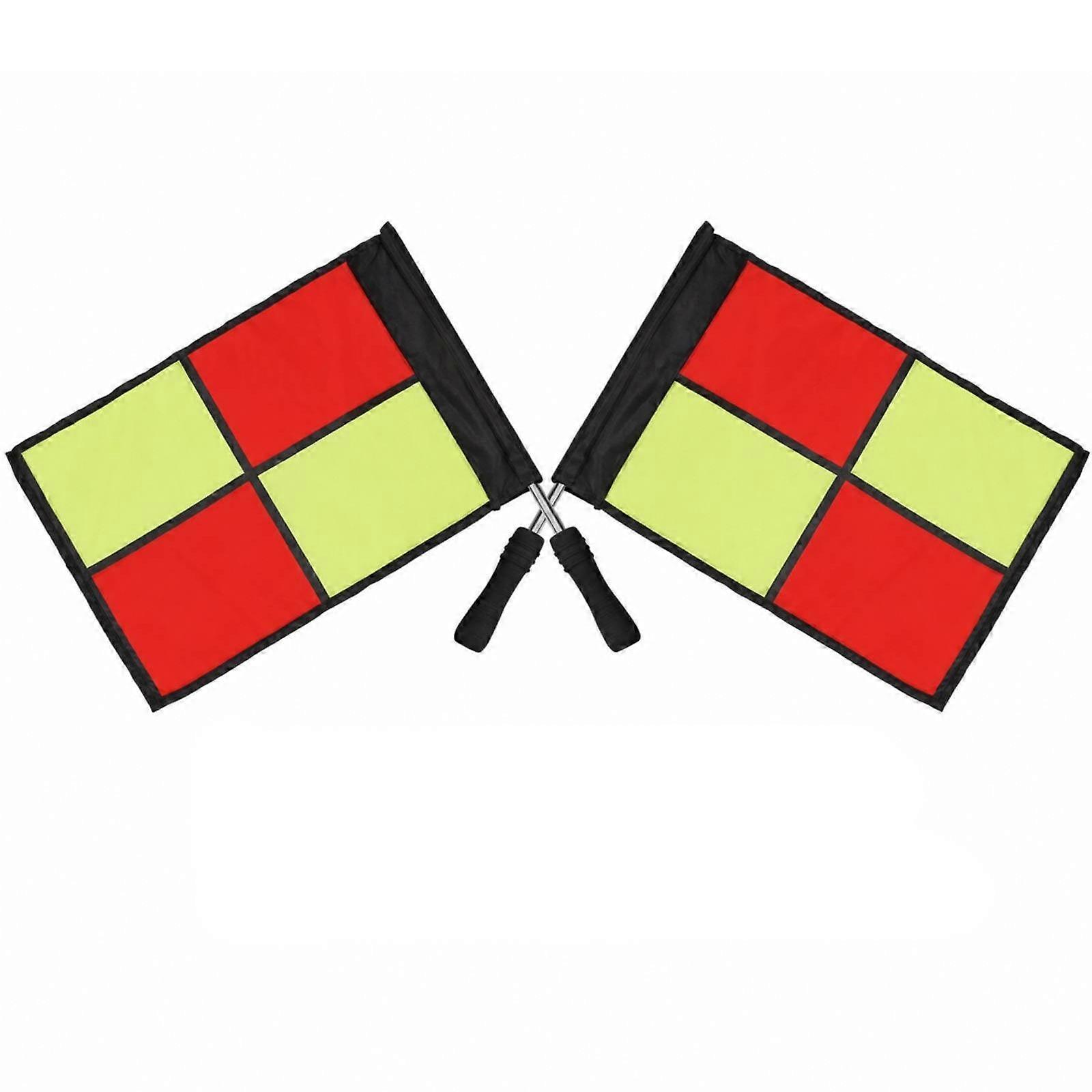 2 Pieces Referee Flags with Carrying Pouch Handheld for Linesmen