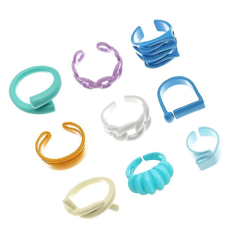 2.5X2.4x0.5cm Female Rings 9pcs Creative Stylish Finger Jewelry Open Ring For Women Girl (assorted C