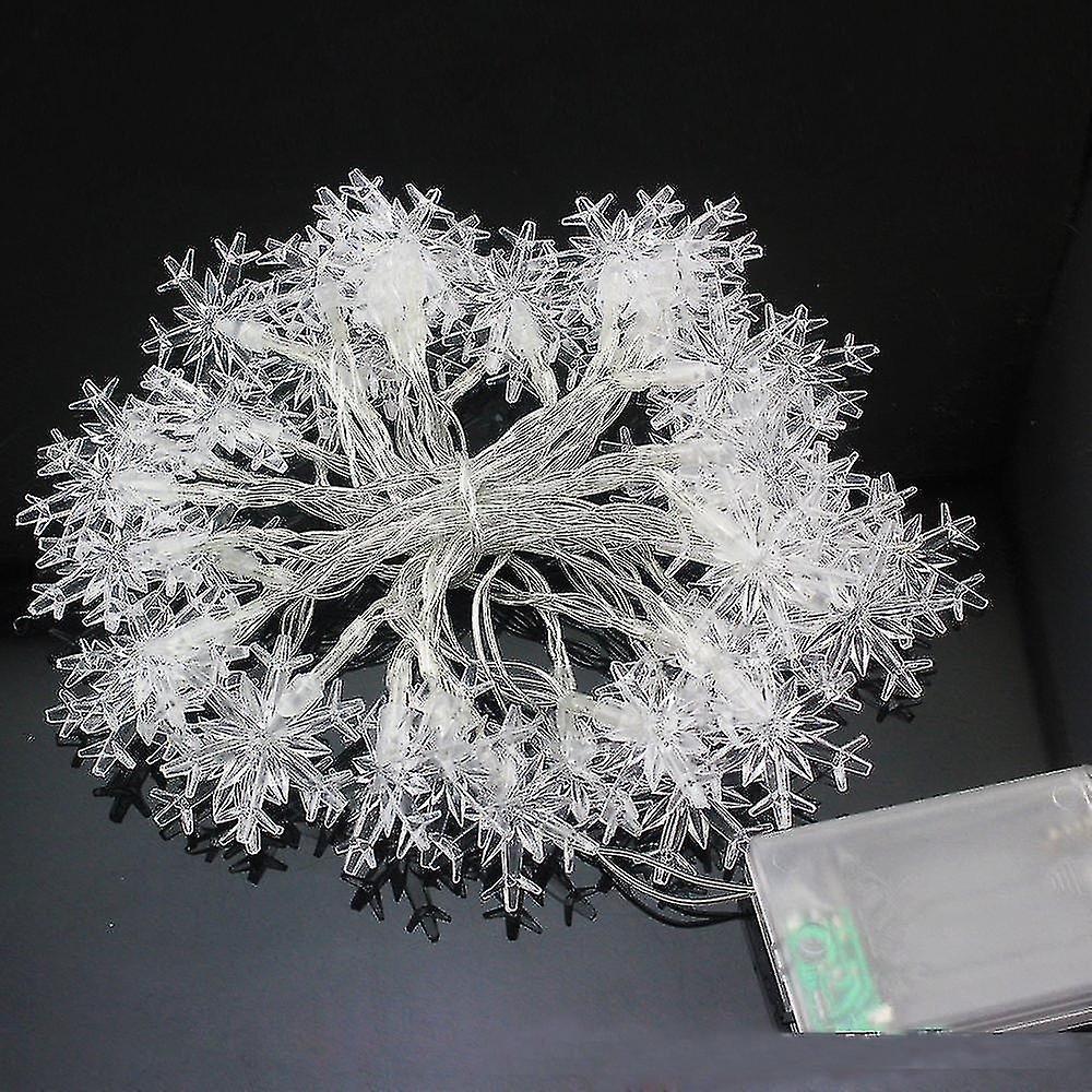 1 Pack Solar Snowflake String Lights 21ft 30 Led For Home Garden Party Yard Christmas Tree Decor