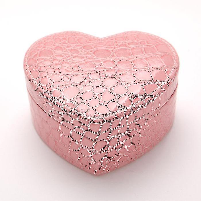 Pu Crocodile Pattern Leather Heart-shaped Jewelry Storage Box