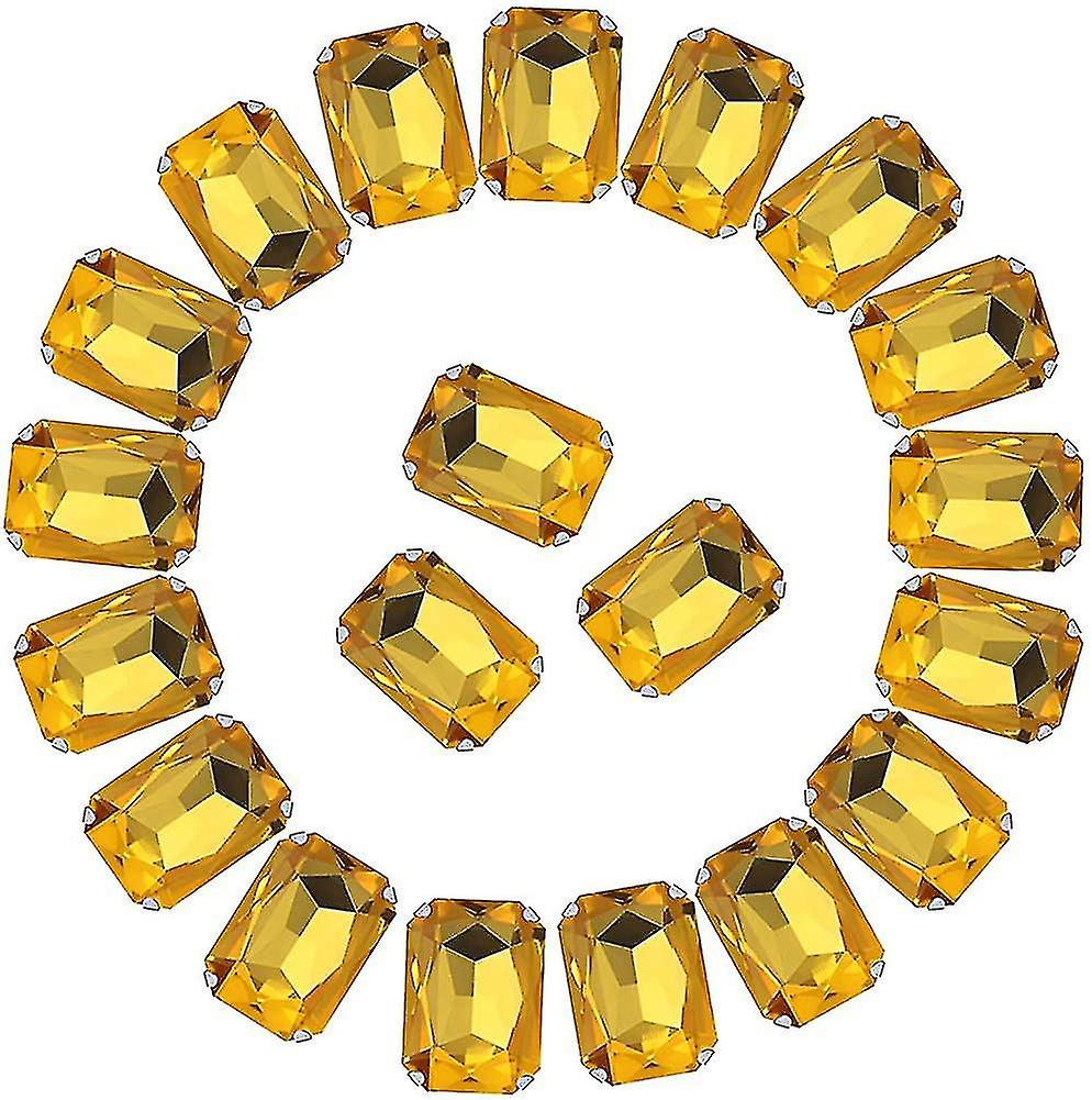 Sew On Rhinestones 50pcs Rectangle Octagon Shaped Rhinestones In Silver Settings