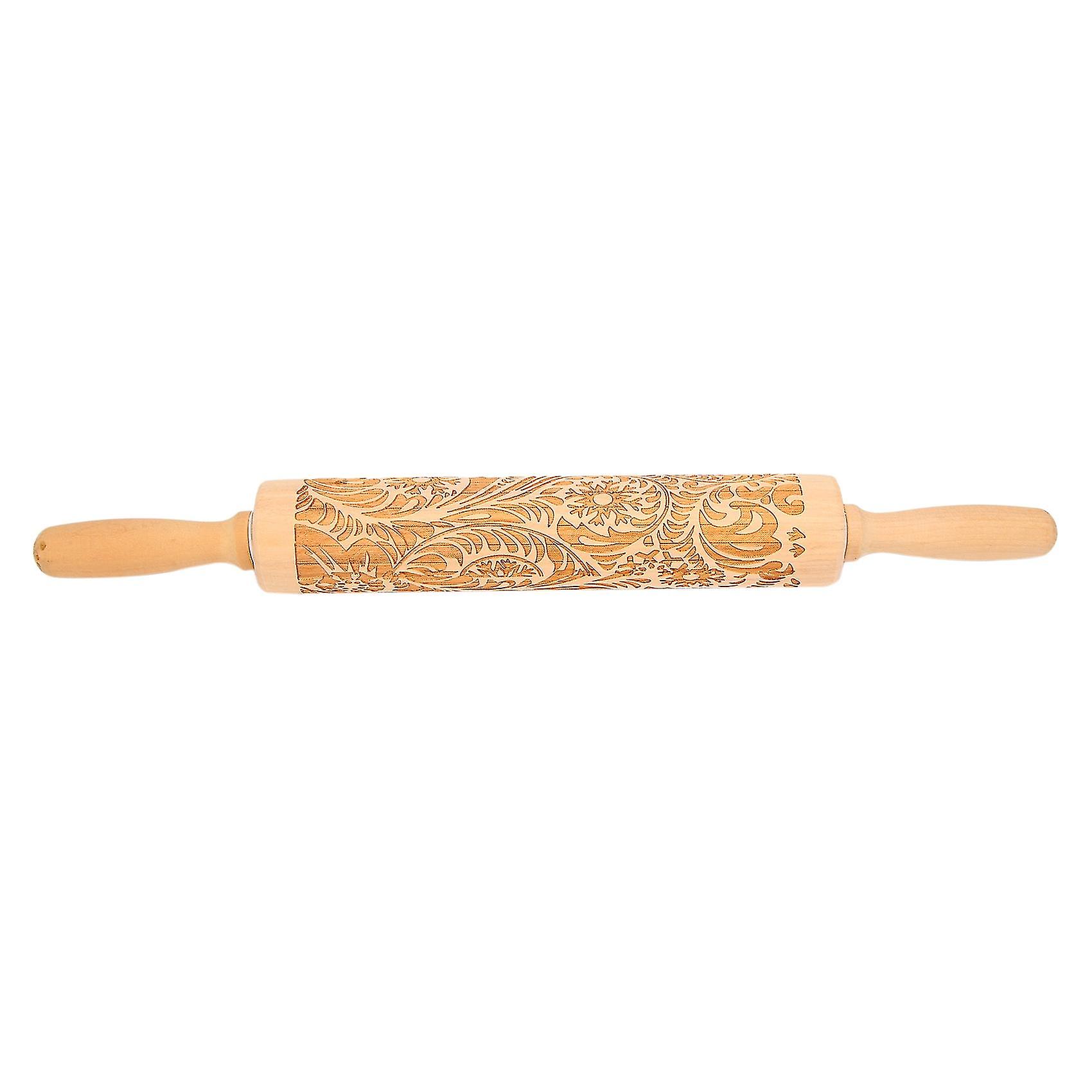 Pattern Rolling Pin Eng Emed Biscuit H Stick Kneading Tool Cake H Engrav