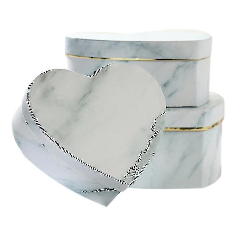 3pcs Shaped Box Marbled Flower Container-white